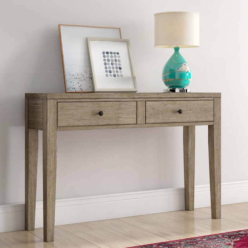 Mistana Amina Distressed Wood Two Drawer Accent Storage Console Table & Reviews Wayfair